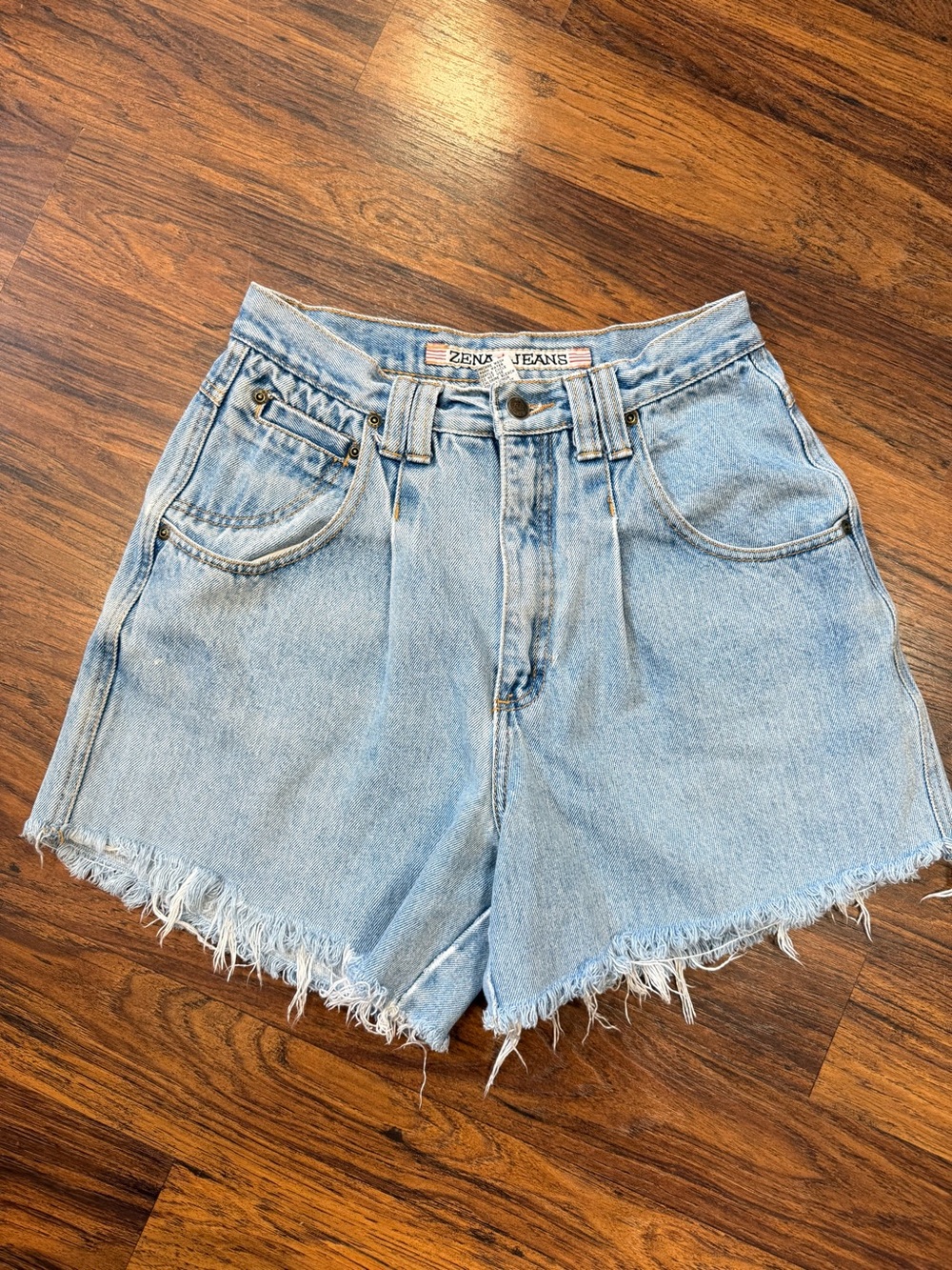 Zena Light Wash High-Rise Denim Cutoff Shorts